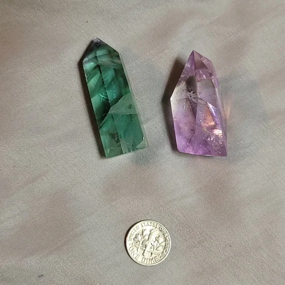 Green Flourite and Amethyst crystal points. - Picture 2 of 4